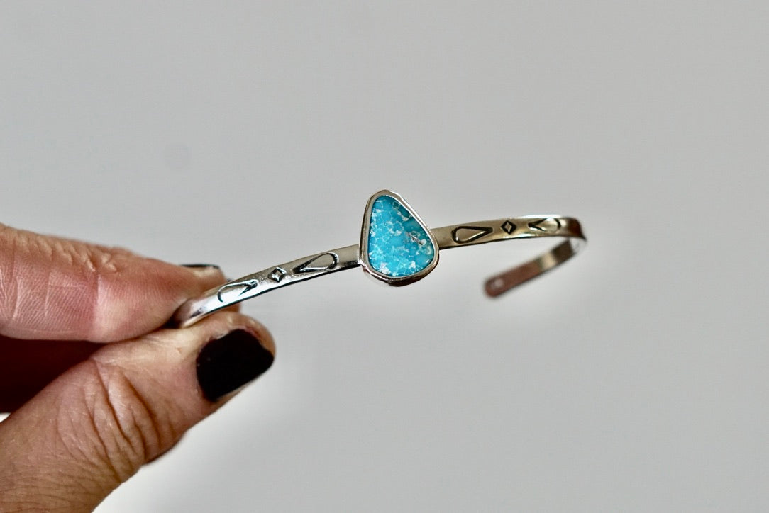 Stamped Cuff Bracelet (White Water)