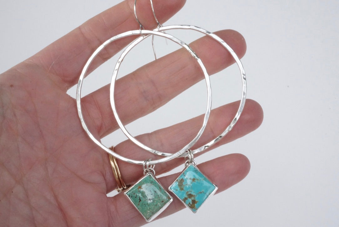 Hammered Organic Hoops (Carico Lake)