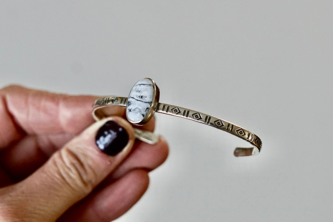 Stamped Cuff Bracelet (White Buffalo)