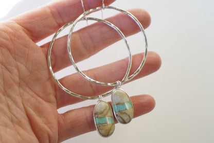 Hammered Organic Hoops (Royston Ribbon)
