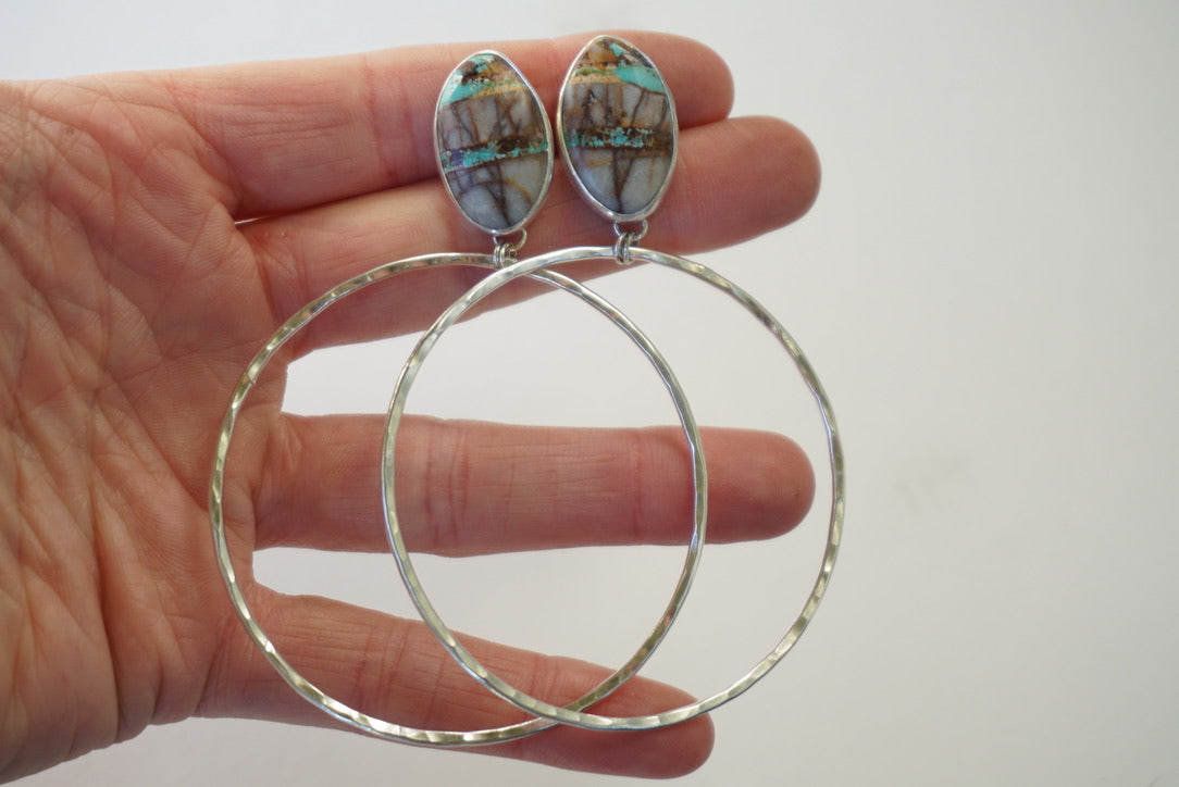 Hammered Organic Hoops (Royston Ribbon)