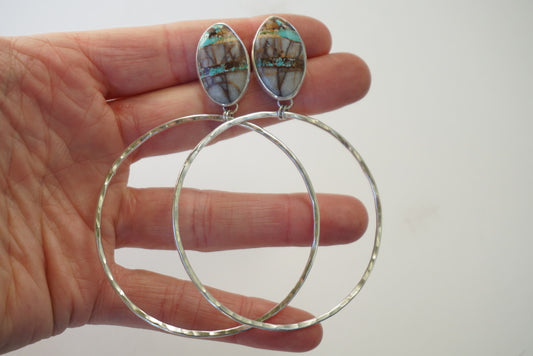 Hammered Organic Hoops (Royston Ribbon)