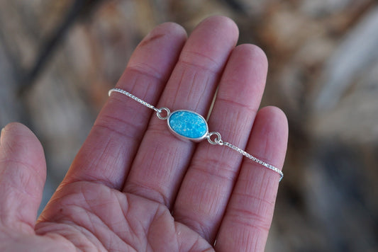 Box Chain Adjustable Bracelet (Turquoise Mountain)
