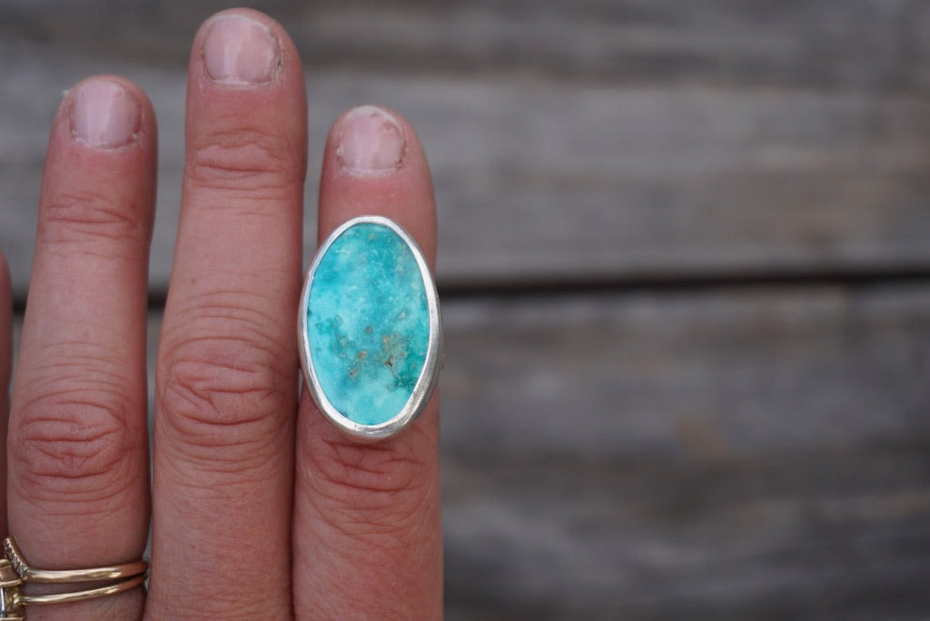 Sterling Silver & White Water Turquoise Ring (Size 5.75)
