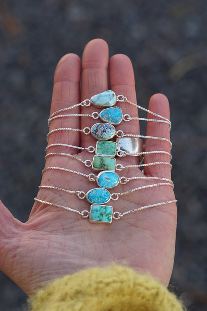 Box Chain Adjustable Bracelet (Turquoise Mountain)