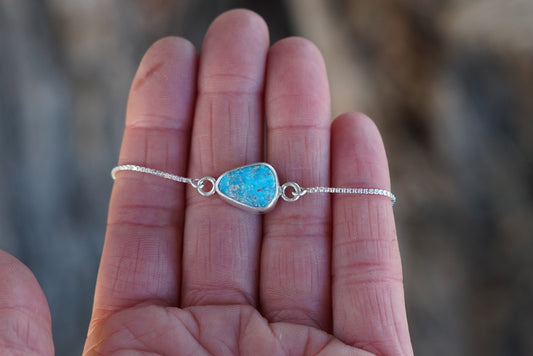 Box Chain Adjustable Bracelet (Turquoise Mountain)