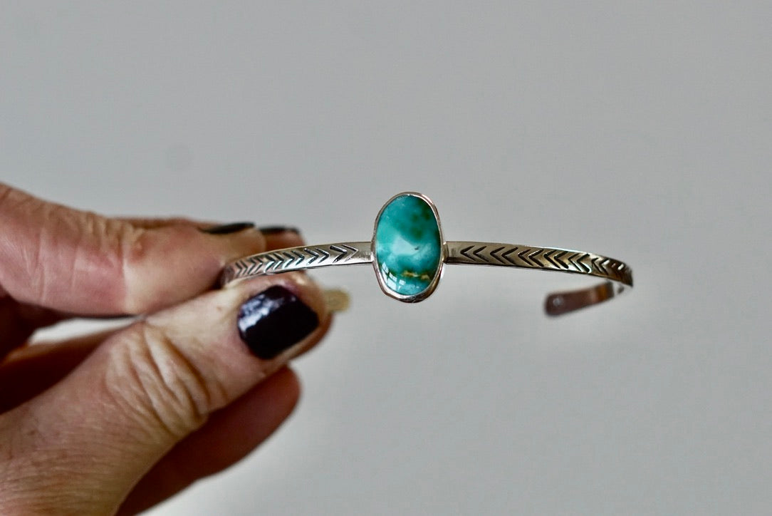 Stamped Cuff Bracelet (White Water)