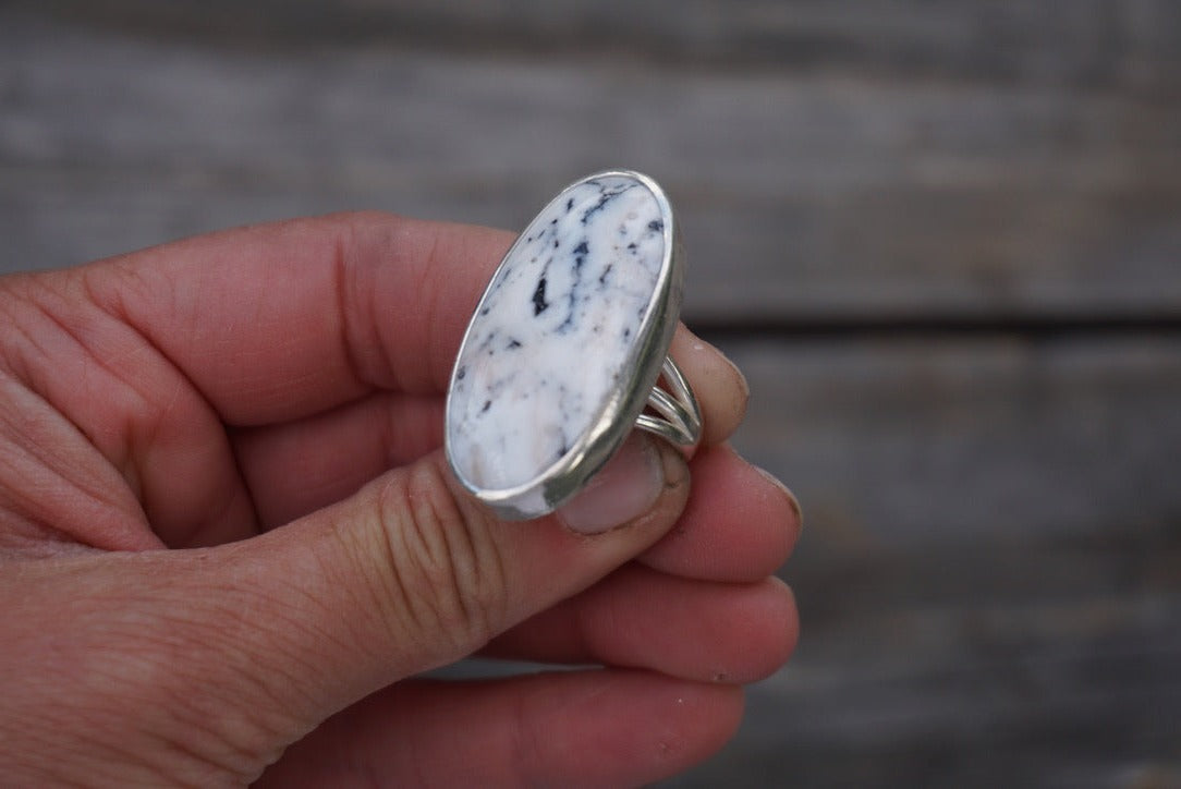 Sterling Silver & White Buffalo Turquoise Ring (Size 7)