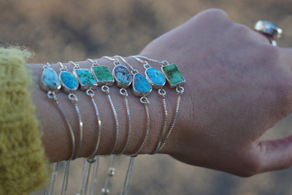 Box Chain Adjustable Bracelet (Turquoise Mountain)