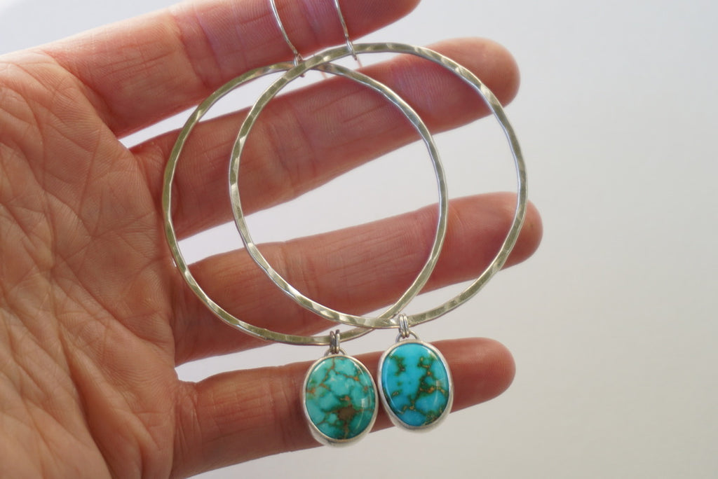 Hammered Organic Hoops (Turquoise Moutain)