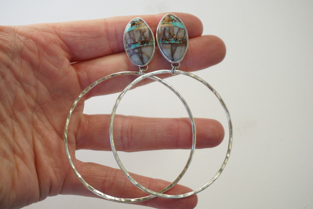 Hammered Organic Hoops (Royston Ribbon)