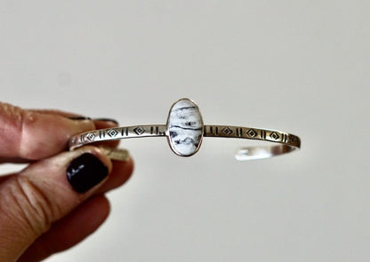 Stamped Cuff Bracelet (White Buffalo)