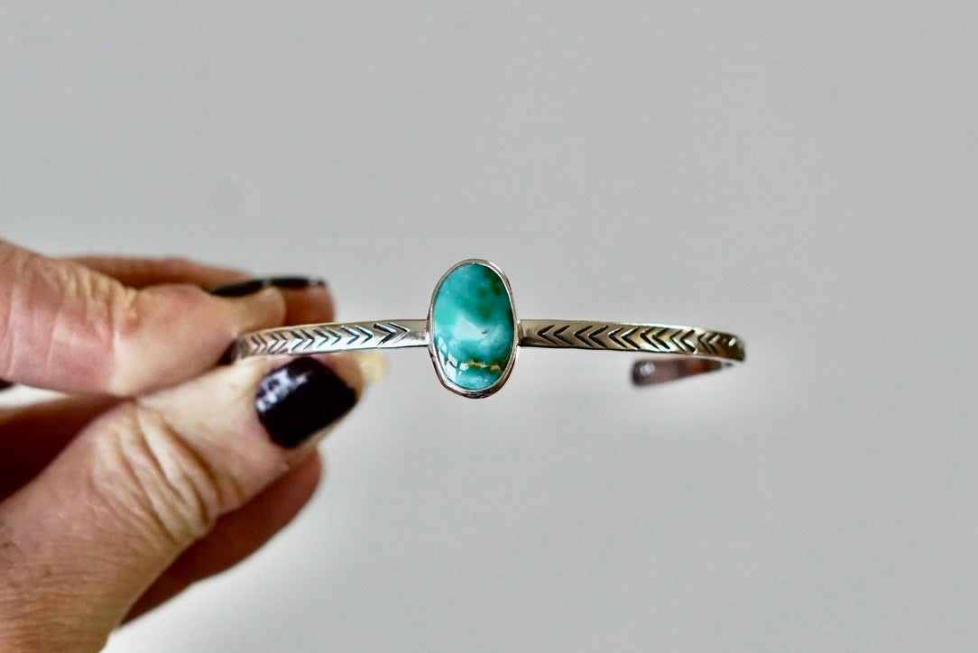 Stamped Cuff Bracelet (White Water)