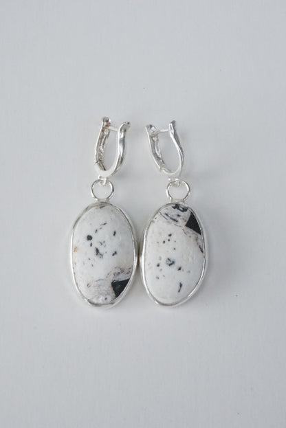White Buffalo Lever-Back Earrings