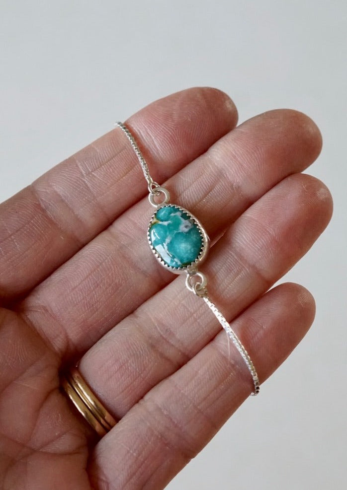 Box Chain Adjustable Bracelet (White Water)