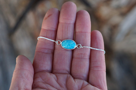 Box Chain Adjustable Bracelet (Turquoise Mountain)