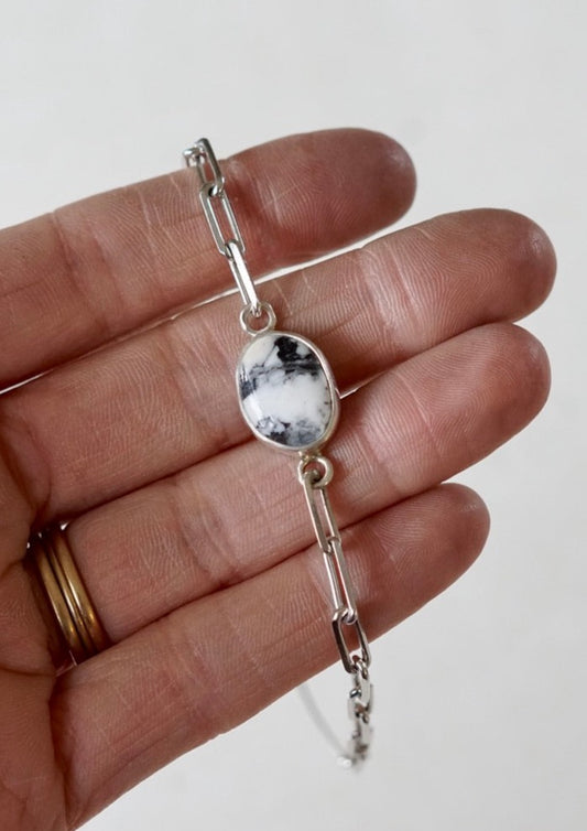 Cable Chain Adjustable Bracelet (White Buffalo)