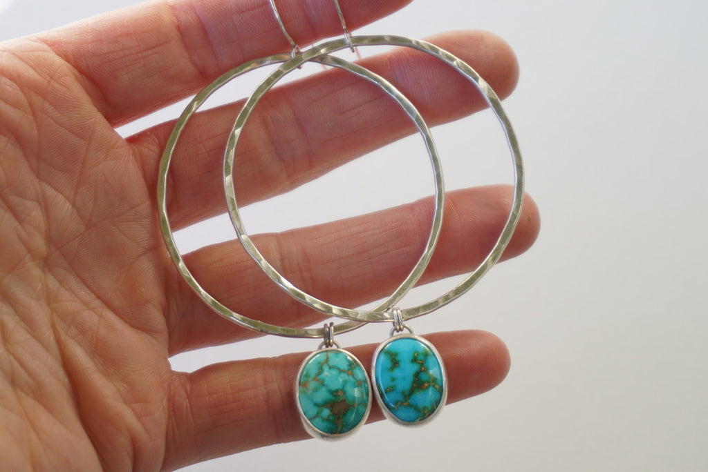 Hammered Organic Hoops (Turquoise Moutain)