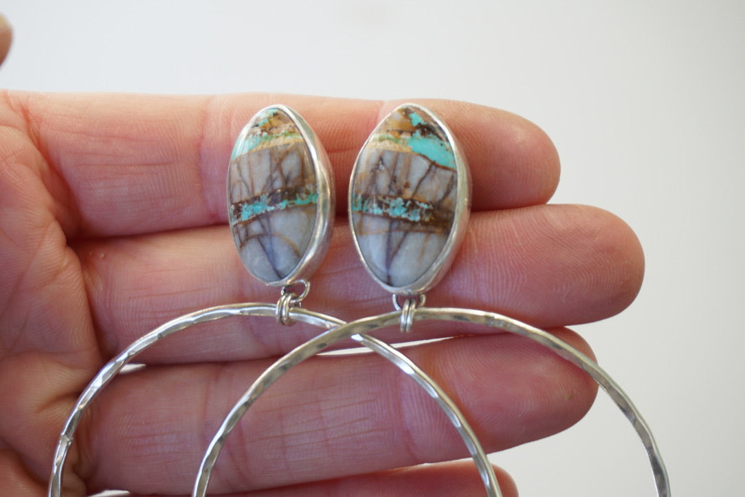 Hammered Organic Hoops (Royston Ribbon)