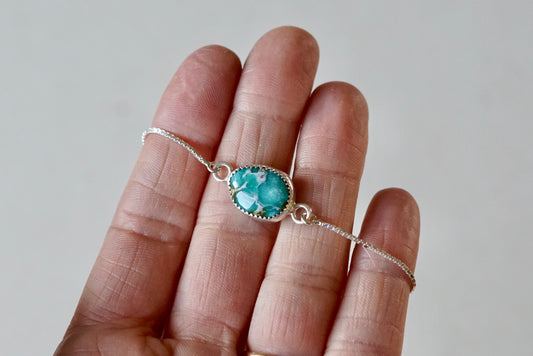 Box Chain Adjustable Bracelet (White Water)