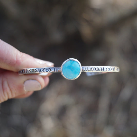 Stamped Silver Cuff (Sleeping Beauty)
