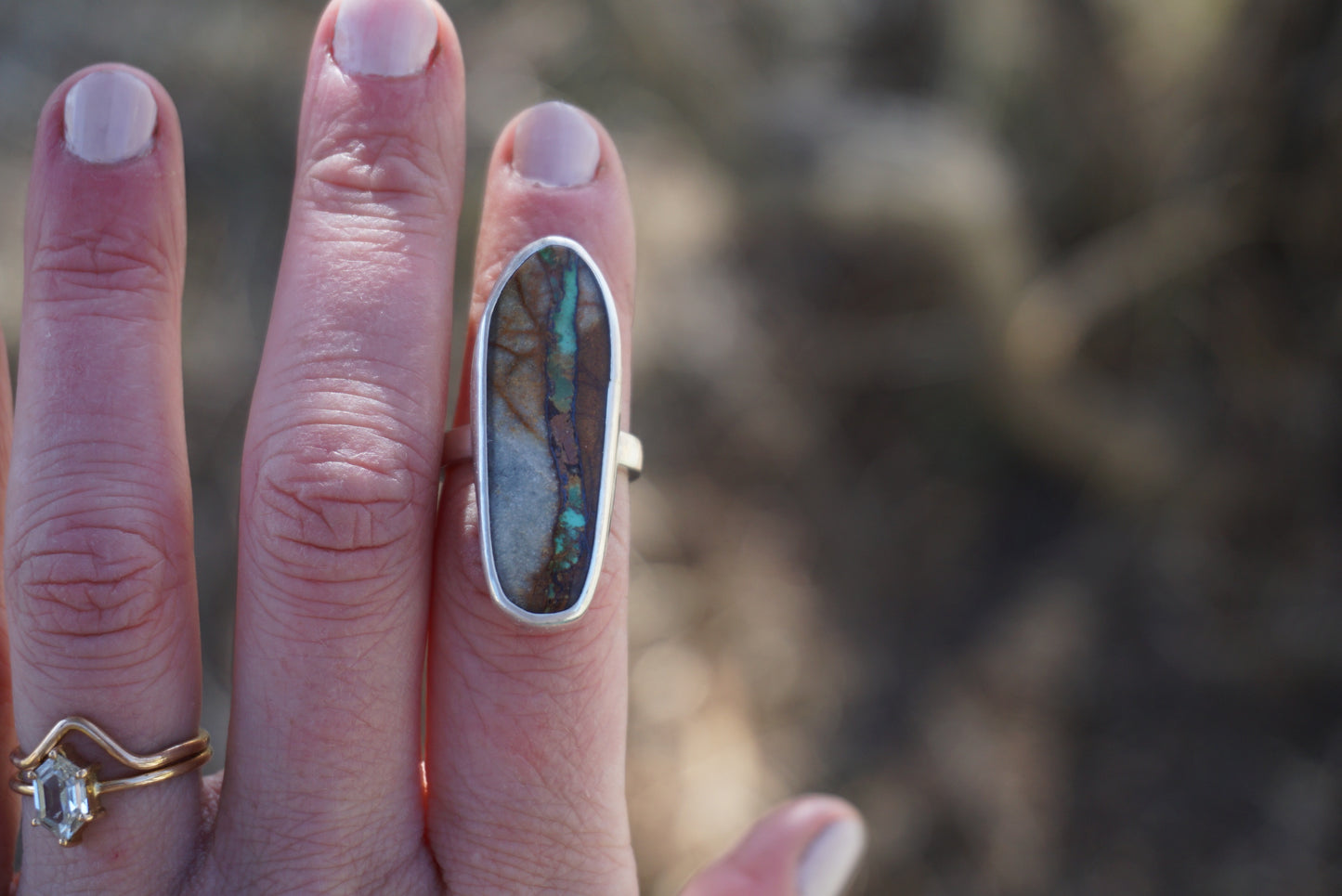 Silver & Turquoise Ring (size 5.75)