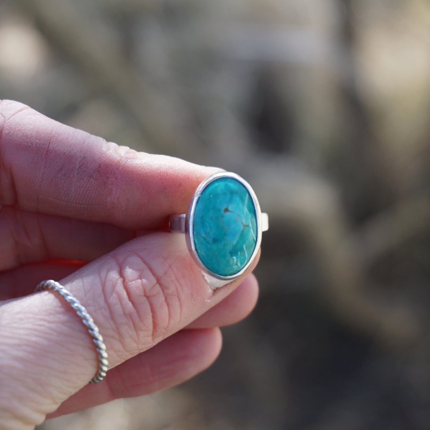 Silver & Turquoise Ring (size 4)