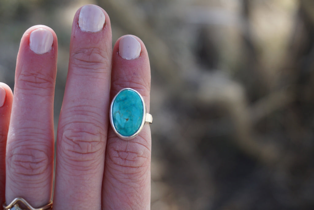 Silver & Turquoise Ring (size 4)
