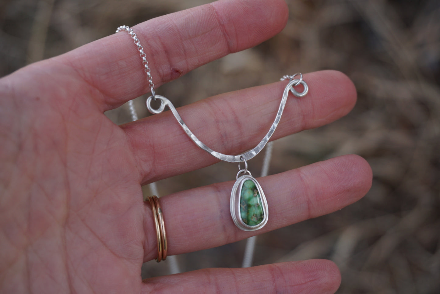 Hammered Drop Necklace (Sonoran Gold)
