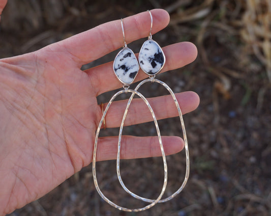 Hammered Organic Hoops (White Buffalo)