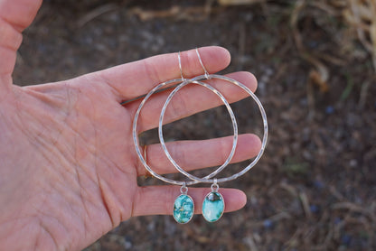 Hammered Organic Hoops (White Water)
