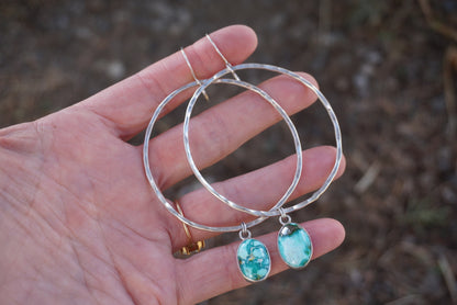 Hammered Organic Hoops (White Water)