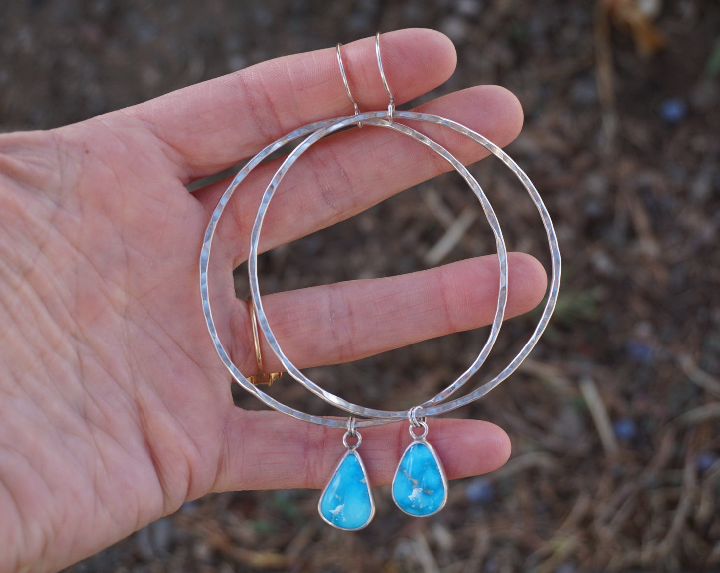 Hammered Organic Hoops (Sleeping Beauty)