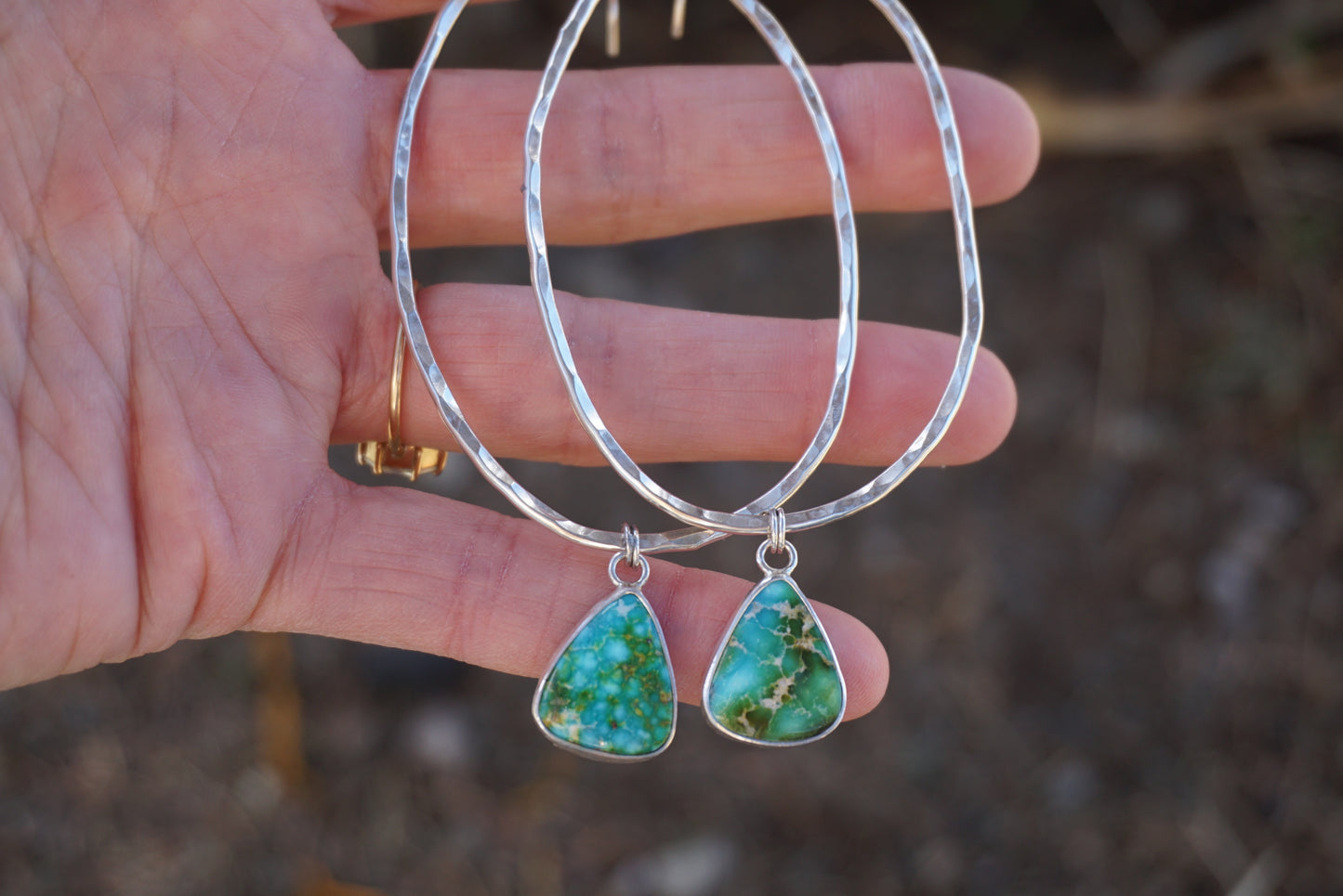 Hammered Organic Hoops (Sonoran Gold)