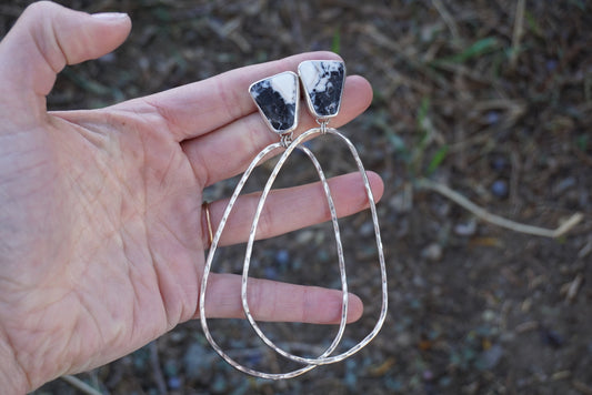 Hammered Organic Hoops (White Buffalo)