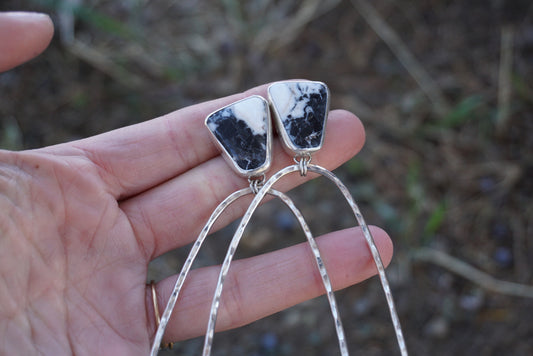 Hammered Organic Hoops (White Buffalo)