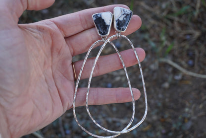 Hammered Organic Hoops (White Buffalo)