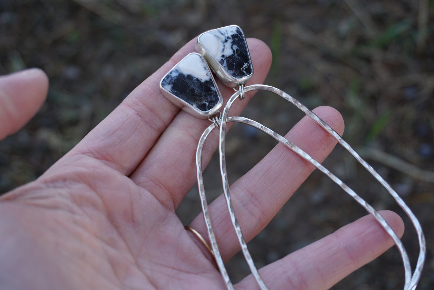 Hammered Organic Hoops (White Buffalo)