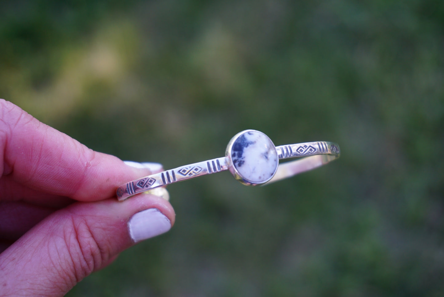 Stamped Cuff Bracelet (White Buffalo)
