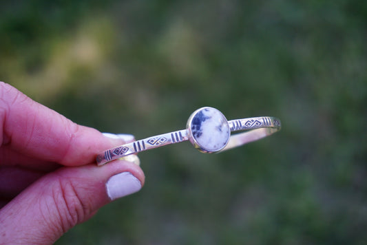 Stamped Cuff Bracelet (White Buffalo)