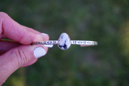 Stamped Cuff Bracelet (White Buffalo)