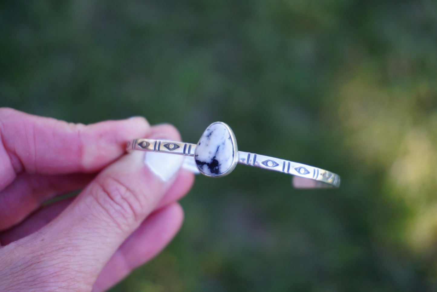 Stamped Cuff Bracelet (White Buffalo)