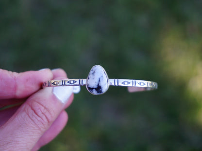 Stamped Cuff Bracelet (White Buffalo)
