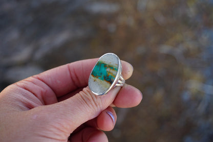 Sterling Silver & Royston Ribbon Turquoise Ring (Size 6)