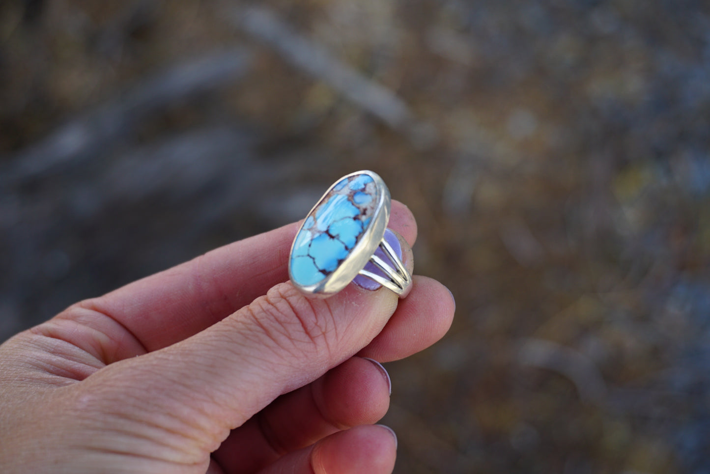 Sterling Silver & Golden Hill Turquoise Ring (Size 6.5)