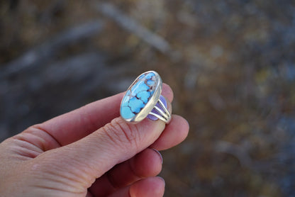 Sterling Silver & Golden Hill Turquoise Ring (Size 6.5)