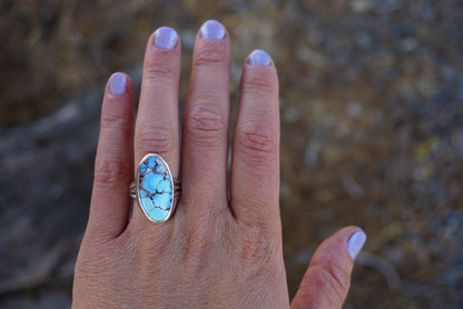 Sterling Silver & Golden Hill Turquoise Ring (Size 6.5)