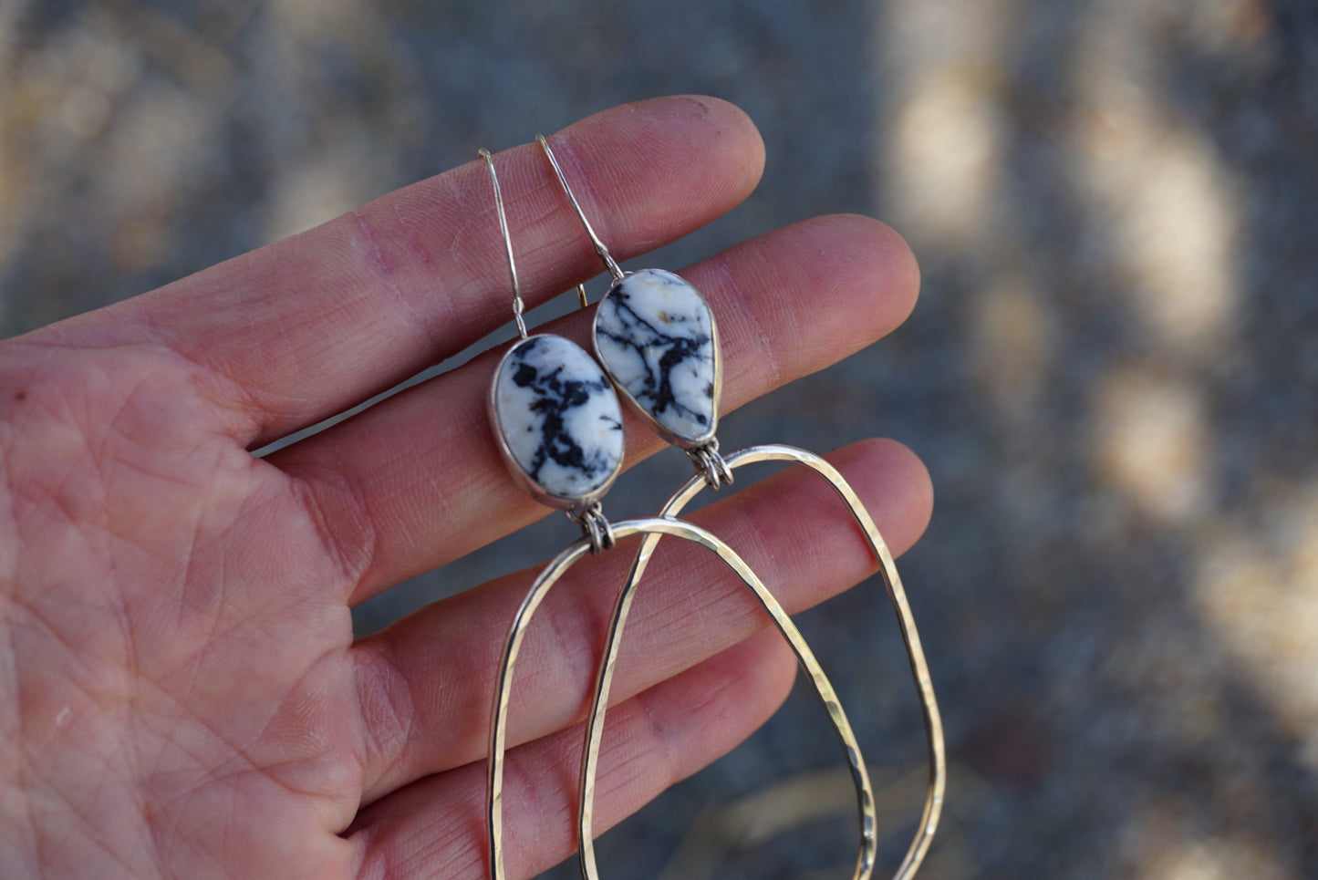 Hammered Organic Hoops (White Buffalo)