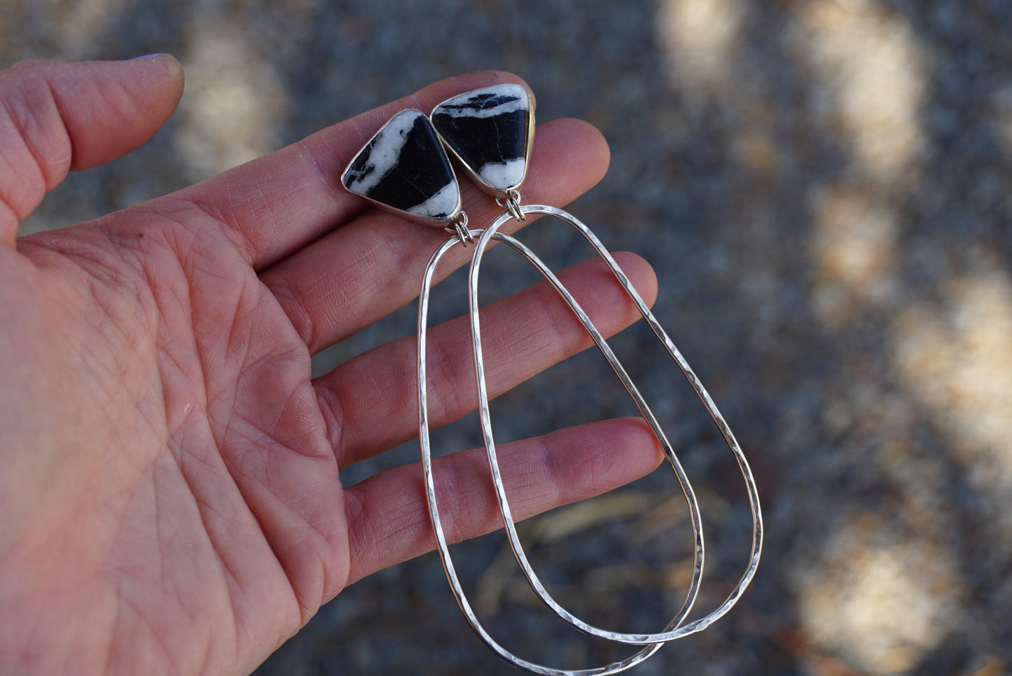 Hammered Organic Hoops (White Buffalo)