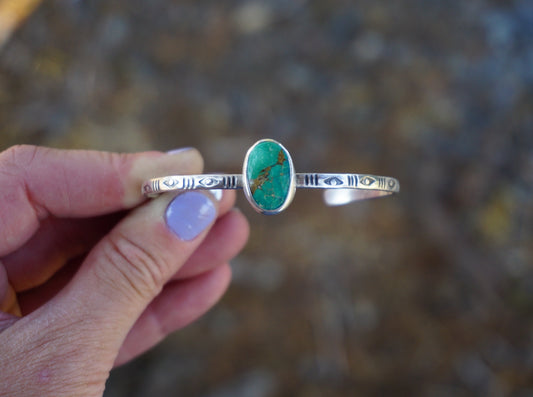 Stamped Cuff Bracelet (Evans Turquoise)